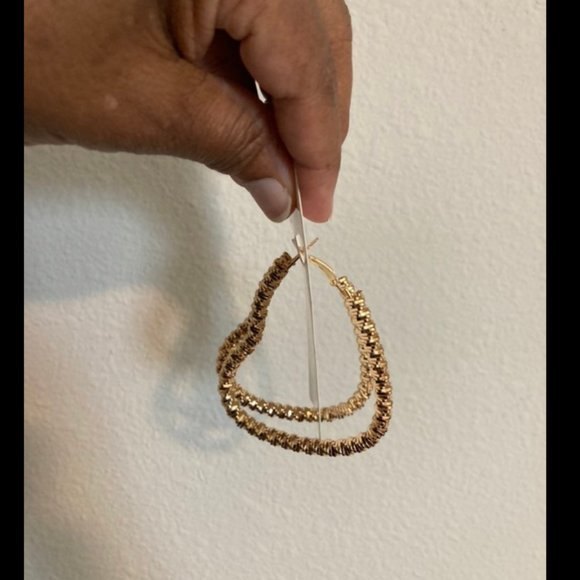 Jumbo Boho Open Heart Shape Jewels Gold Hoop Oversized Drop Dangle Earrings 4X5 - Picture 5 of 5